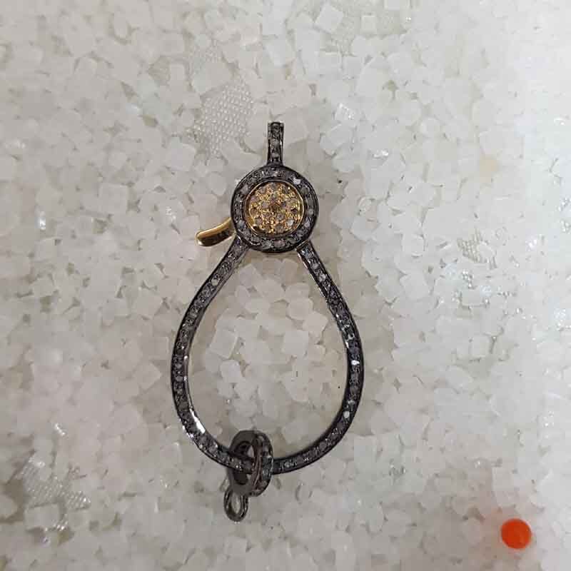 925 Starling Silver Handmade Pave Diamond Two Tone Clasp Lock