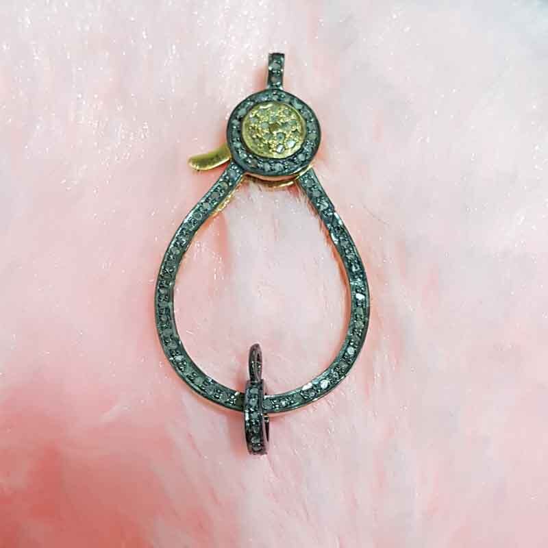 925 Starling Silver Handmade Pave Diamond Two Tone Clasp Lock
