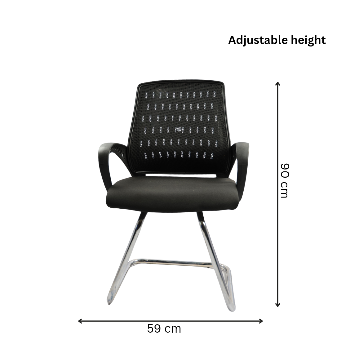 Adhunika Black Net Back And Visitor Cushion Chair