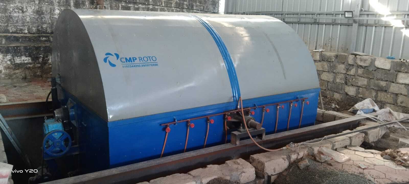 Closed Oven Roto Moulding Machine - Ms/ss Material 3200x2500x2000mm Size Blue Finish | 2500mm Oven Diameter Plc Control System Fully Automatic Operation