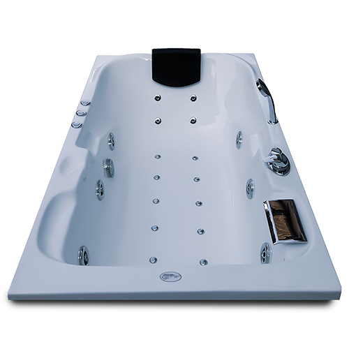 Portable Freestanding Whirlpool Bathtub - Acrylic 5.5 x 3 ft, Glossy White | 6 Rotatory Nozzles, 10 Bubble Jets, Remote Cascade Shower System, CE & TUV Certified