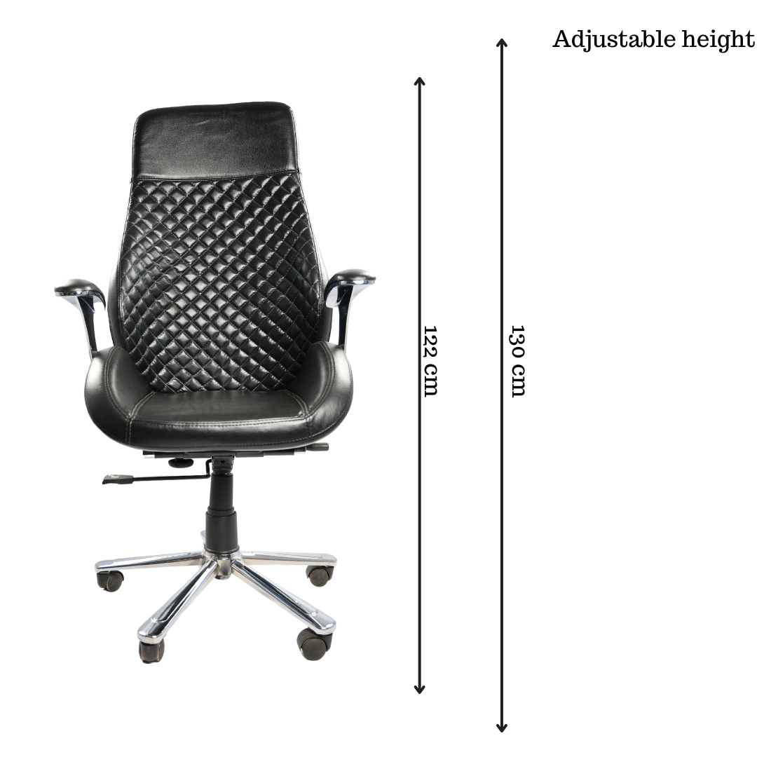 Adhunika Executive Chair - Steel Frame, High Back Design | 360 Swivel, Synchro Tilting Mechanism, Heavy Duty Chrome Base, Cushioned Armrests, 125kg Capacity