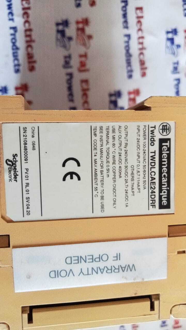 Telemecanique Twdlcae24drf Plc - Plastic Body, 16 Digital Inputs, 8 Relay Outputs | Programmable Logic, Modbus Rtu/ascii, Expansion Modules, Din Rail Mount