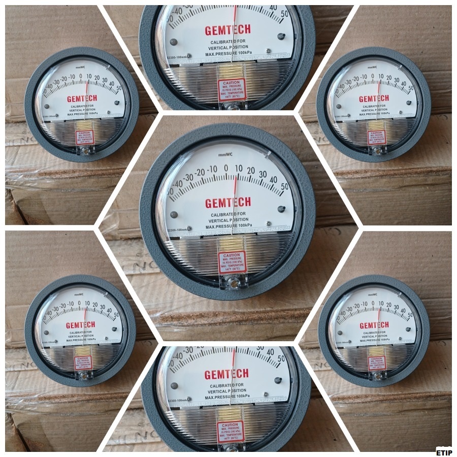 Gemtech Differential Pressure Gauge - Metal Alloy 4" Diameter, Analog Display | Suitable For Power, Cement, And Textile Plants, Easy Installation, 81 Model Variants
