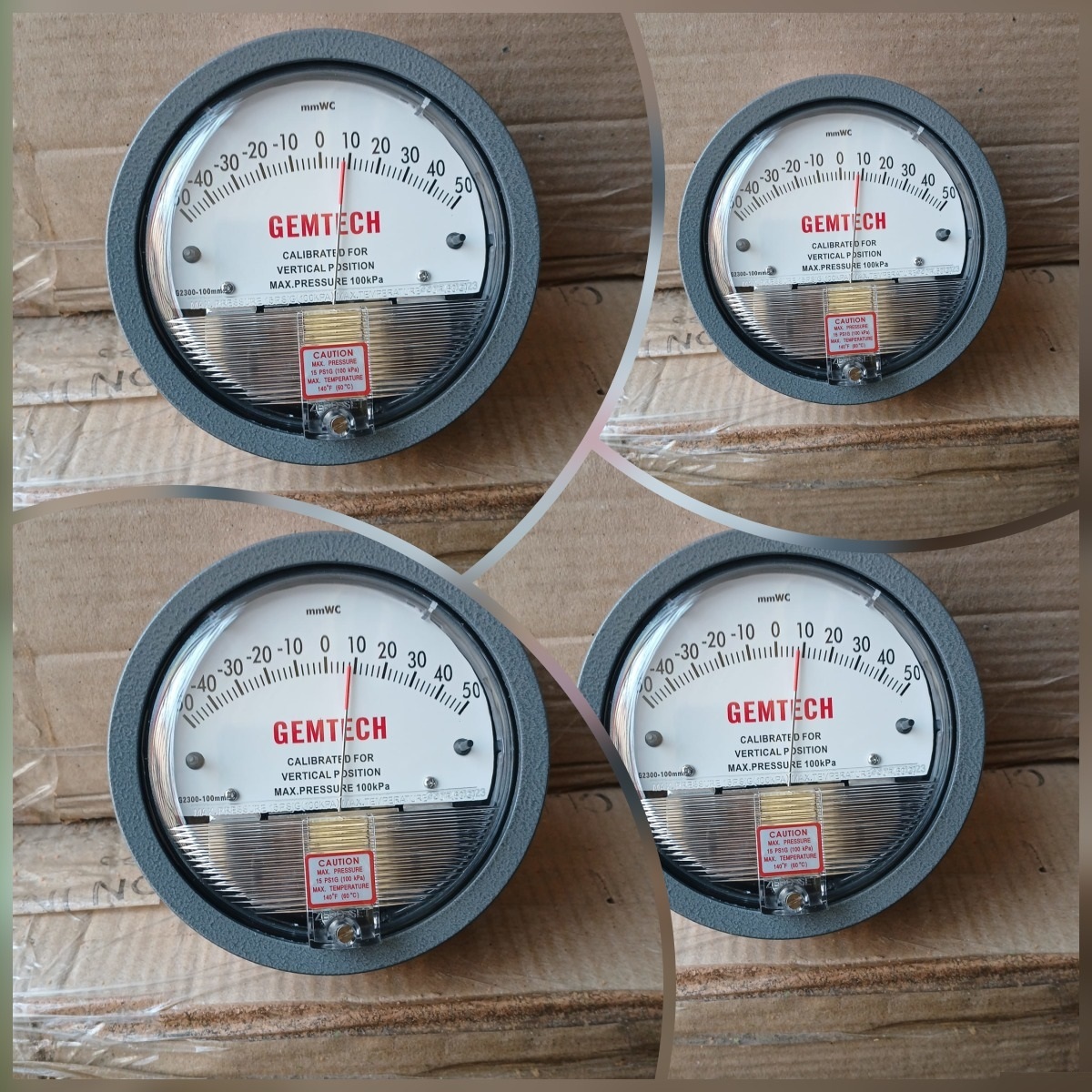 Gemtech Differential Pressure Gauge - Metal Alloy 4" Diameter, Analog Display | Suitable For Power, Cement, And Textile Plants, Easy Installation, 81 Model Variants