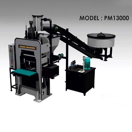 PM13000 Cement Bricks Making Plant - 12500 Bricks Per Shift, High Durability Warranty, User-Friendly Operation, Low Electricity Consumption, Semi-Automatic Mode