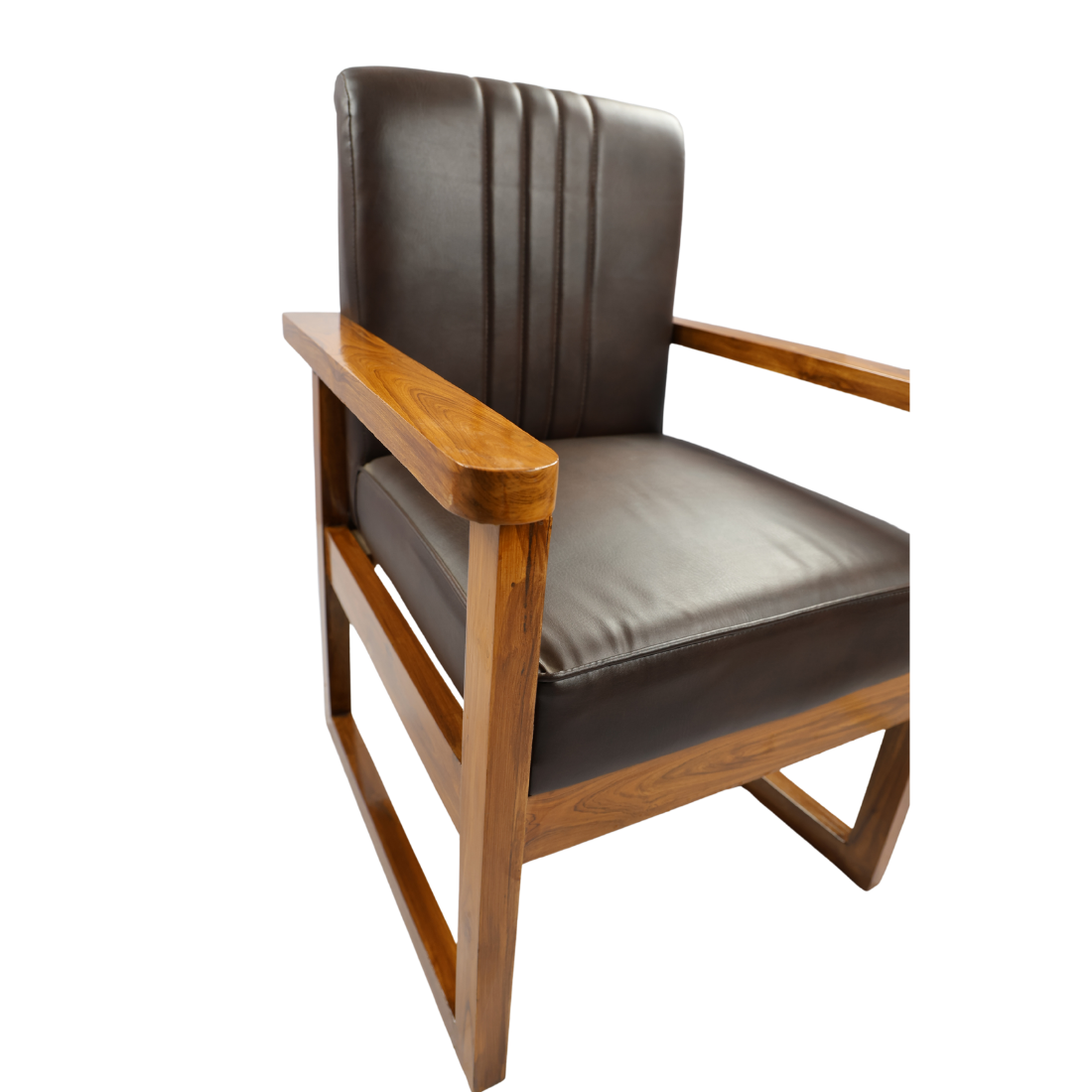 Adhunika Wooden Living Room Chair With Leather Seat Chair