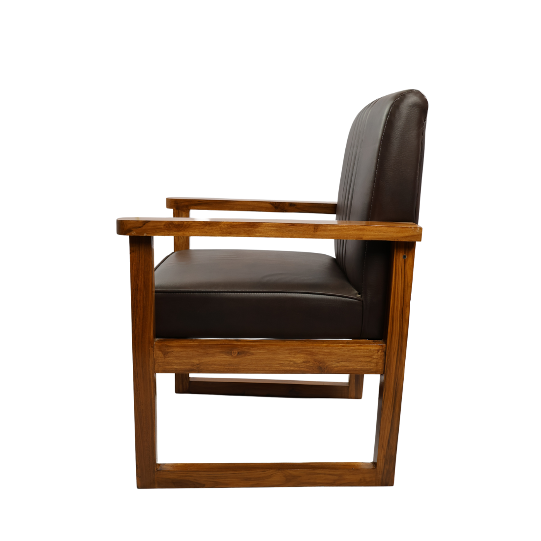 Adhunika Wooden Living Room Chair With Leather Seat Chair