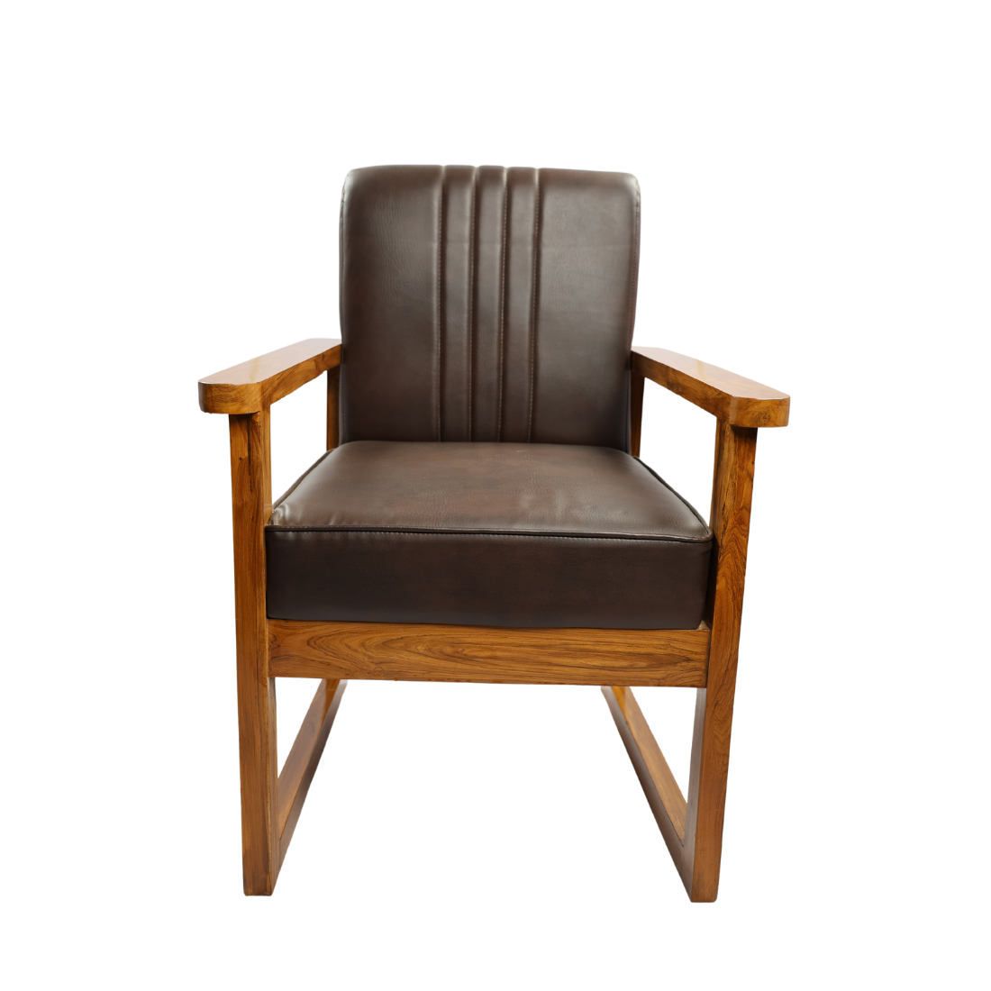 Adhunika Wooden Living Room Chair With Leather Seat Chair