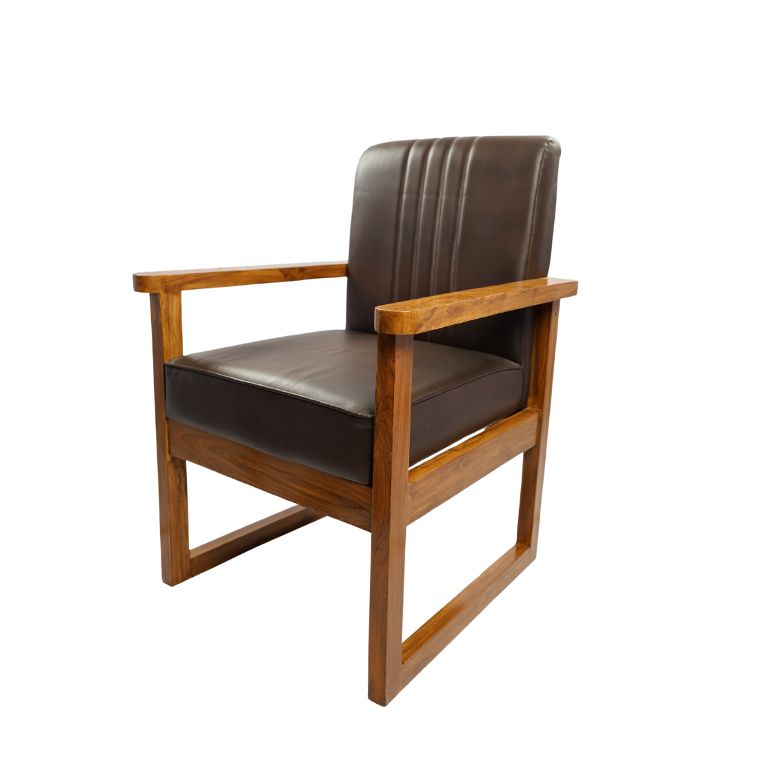 Adhunika Wooden Living Room Chair With Leather Seat Chair