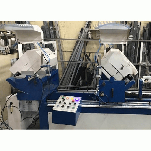 Double Milter Cutting Machine - Steel Material, 500mm Blade Size, Blue Color, 800kg Weight, 220V Voltage | Manual Control, Semi-Automatic Function