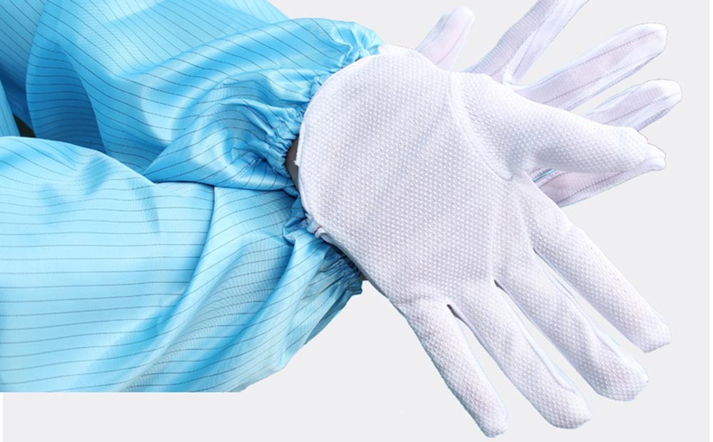 Esd Dotted Hand Gloves - 100% Polyester, Medium Size, Grey Color | Ideal For Laboratories, Enhanced Grip For Delicate Equipment Handling