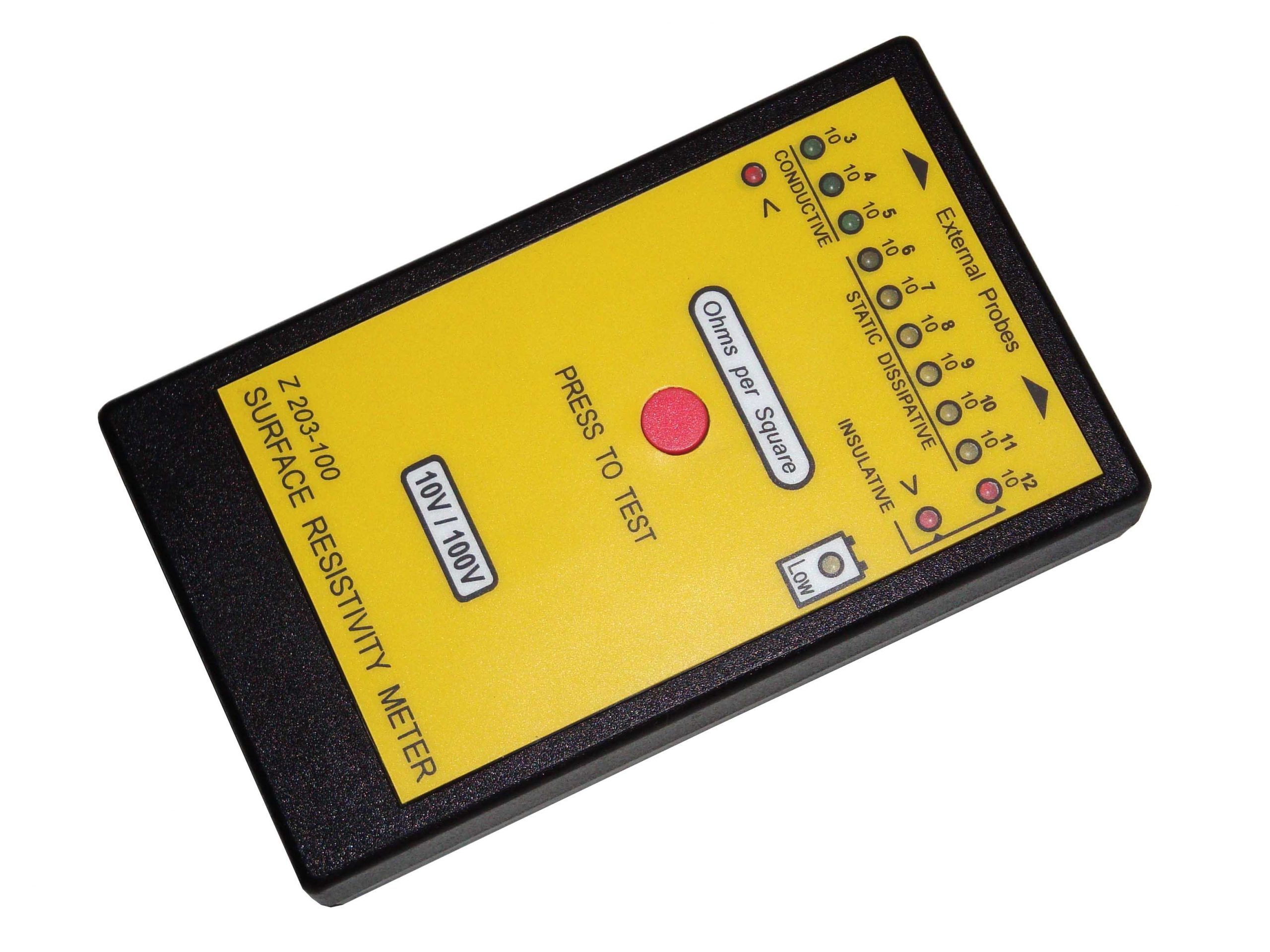Esd Surface Resistivity Meter - Metal, 125x75x29 Mm , Multi-color Led Indication For Conductive Range Measurement