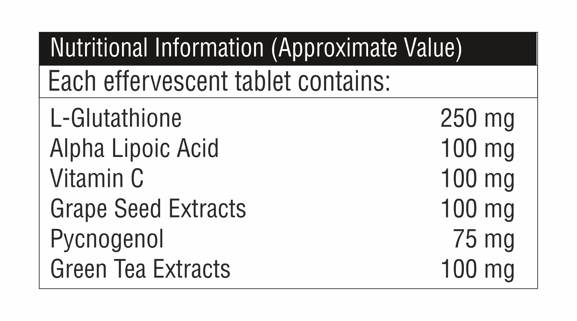 L Glutathione With Alpha Lipoic Acid With Vitamin C Effervescent Tablet
