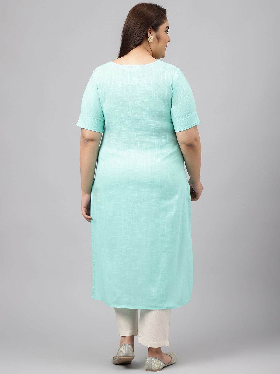 Ladies Fancy Plus Kurti - Color: Sky Blue