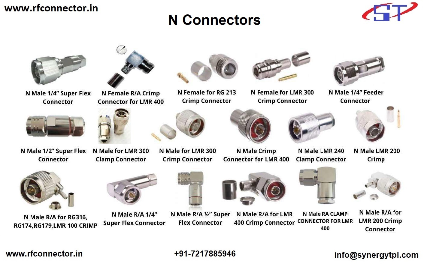 N Female 1-2 Ldf Clamp Connector - Brass, Size 4, Silver | Vswr 1.15@dc-4 Ghz, 50 Ohm, 1kv Dielectric Resistance, Rf Application, Heat Proof