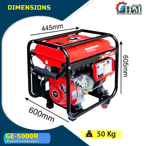 Red & Black 5 Kva Single Phase Generator Model Ge-5000r Manual Start