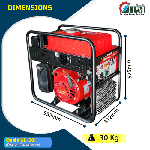 3 Kva Digital Inverter Generator - 532x312x525 Mm, Red & Black | Lightweight 18 Kg, Pure Sine Wave Output, Portable Lpg Compatible