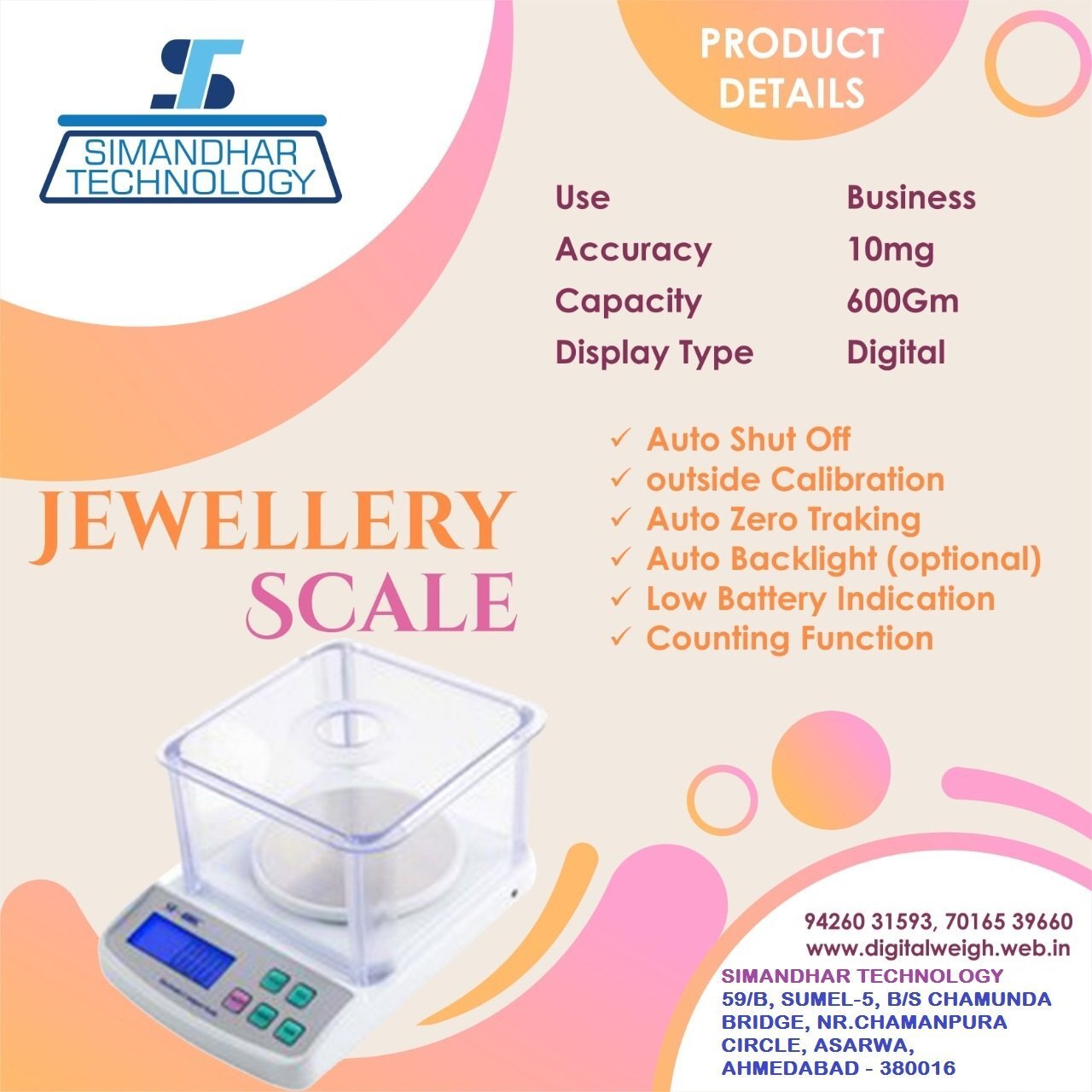 Sf 400c Jewellery Weighing Scale 600gm X 10mg - Accuracy: 10 Mg