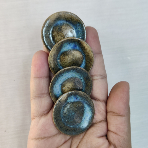 Miniature Plain Ceramic Plates - Stoneware, 1:12 Ratio Miniature, Available In Blue, Ivory, And White, Glossy Glazed Finish