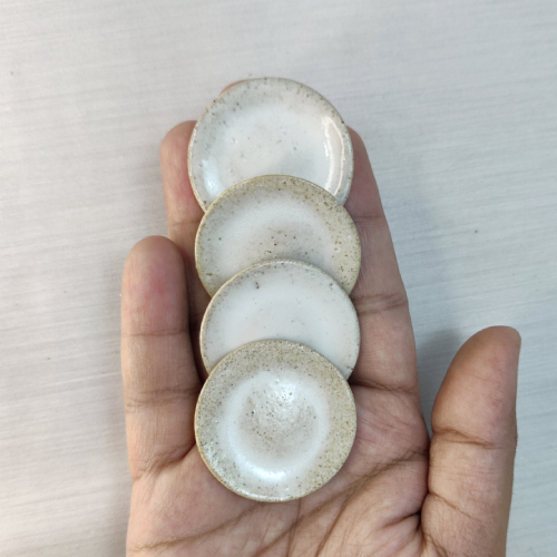 Miniature Plain Ceramic Plates - Stoneware, 1:12 Ratio Miniature, Available In Blue, Ivory, And White, Glossy Glazed Finish