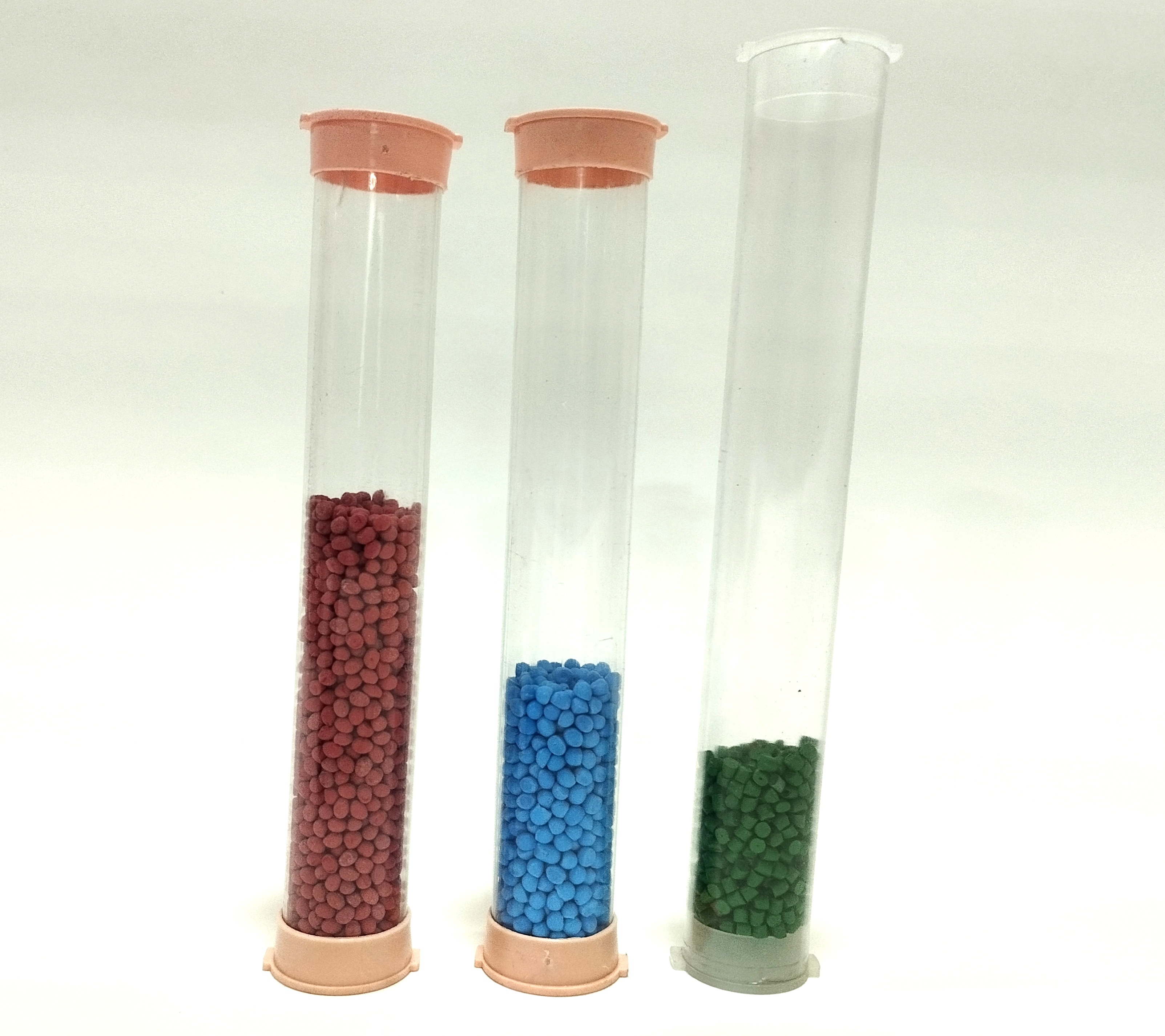 Packing Tube - Color: Transparent Various Caps (Beige Red Black)