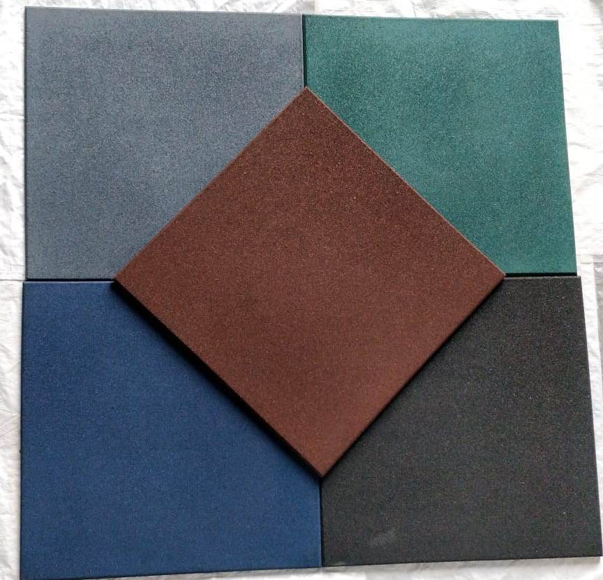 Gym Rubber Tiles - Recycled Rubber (Sbr), 20x20 Inch / 1x1 Meter, Multi-color, 08mm To 50mm Thickness | Non-slip, Shock Absorbent, Indoor/outdoor Use