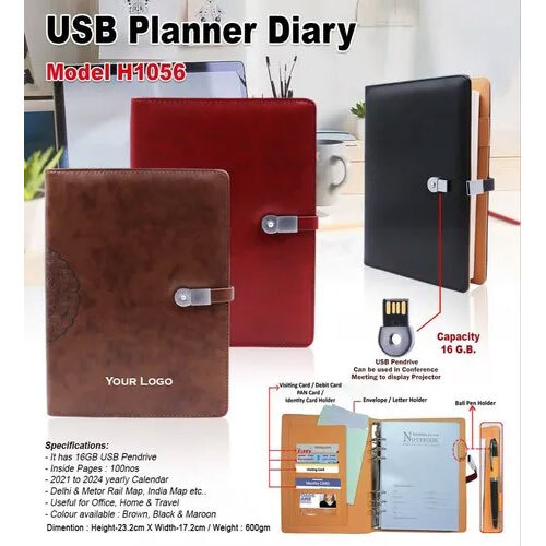 Black Personalized Usb Planner Dairy