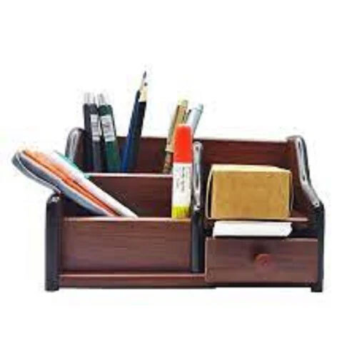 Wooden Pen Stand - 2.5 x 2.5 Inch, Brown Wood Finish | Office Usage, Factory Made, Different Sizes Available