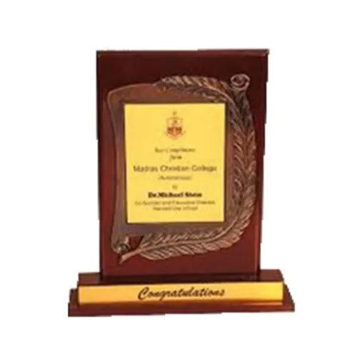 Brown 7 Inch Wooden Momento Trophy