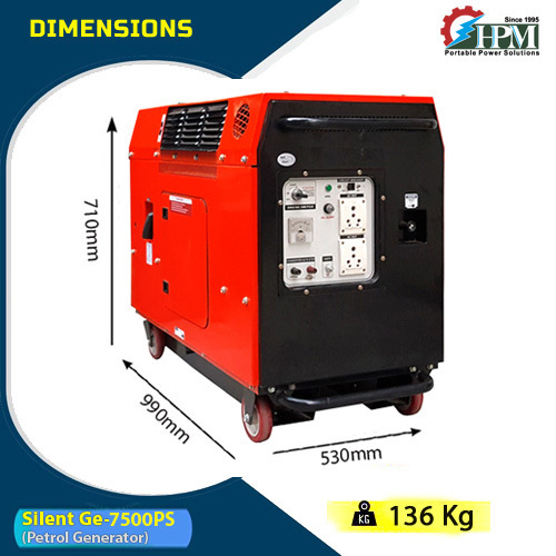 Red & Black 7 Kva Petrol Silent Generator Recoil And Self Start Model Silent Ge-7500ps