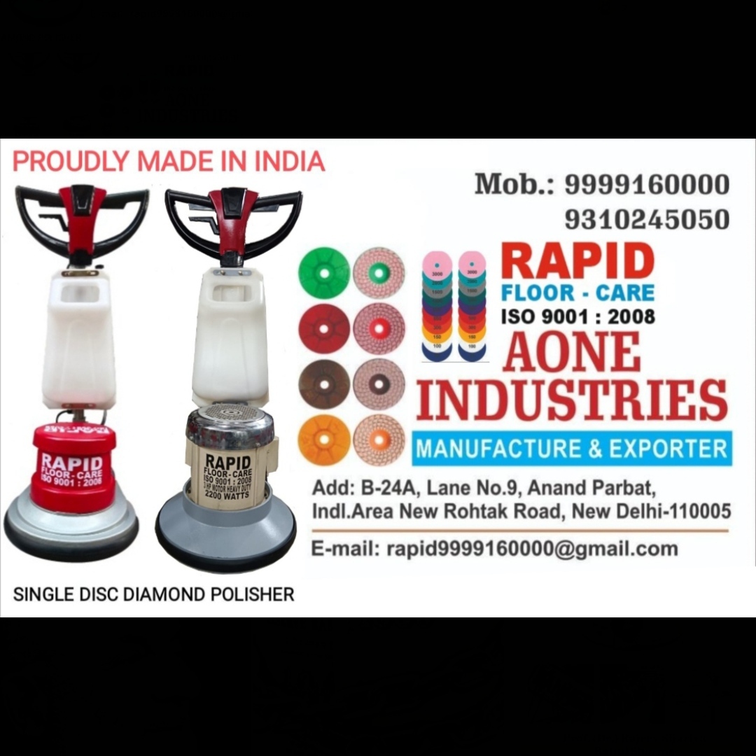 Floor Care Polishing Machine - 3 Hp Helical Gear Motor, 220v | 70 Kg Weight, Includes Hard Brush & Polishing Base Plate