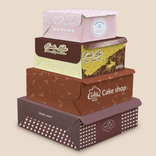 Cake Box - Paper Material, Different Sizes Available, Multicolor Design - Durable Food Packaging Solution with Warranty