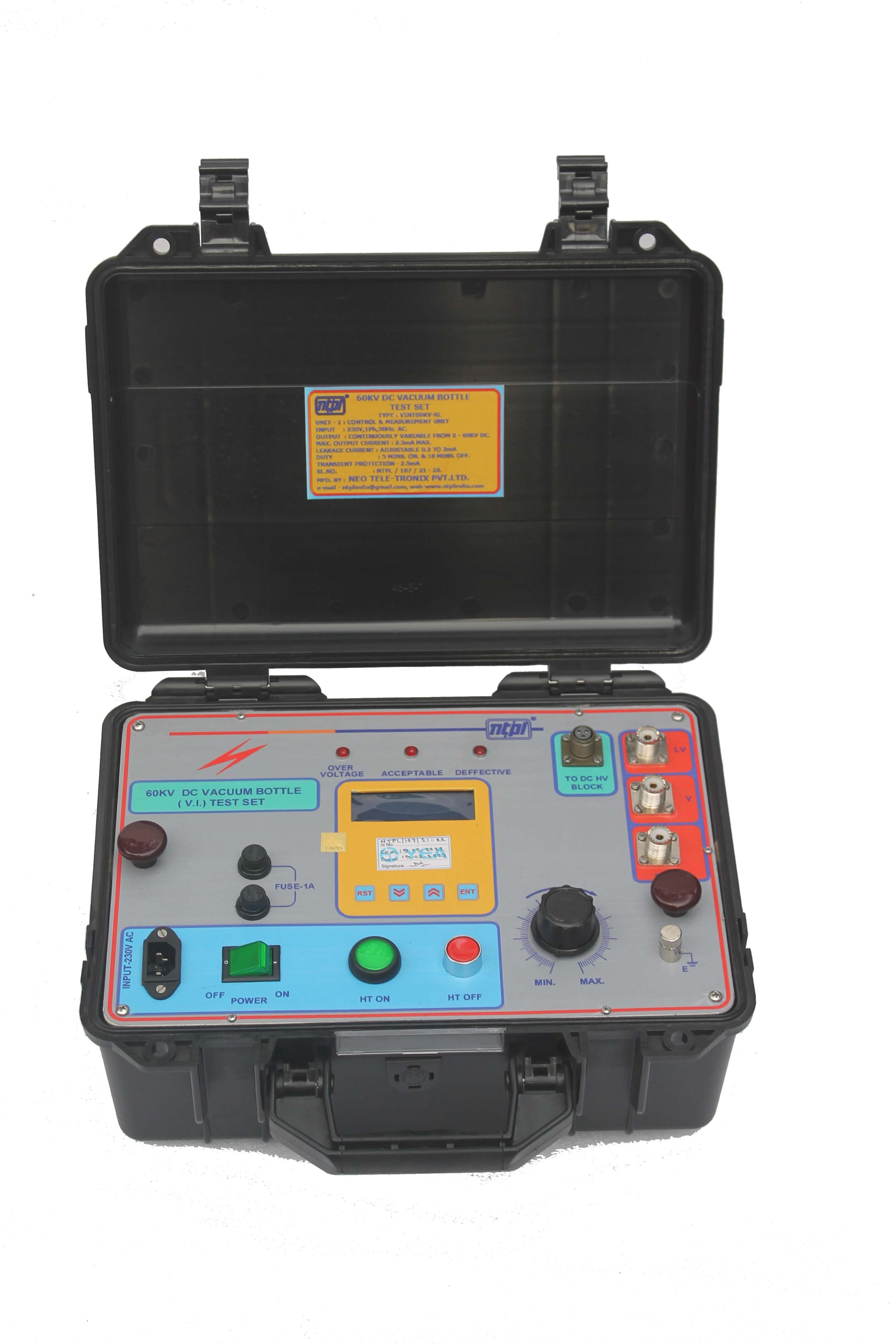 60kv Dc Vacuum Bottle Test Set - Measuring Voltage Range: Continuously Variable From 0 To 60 Kv Dc. Volt (V)