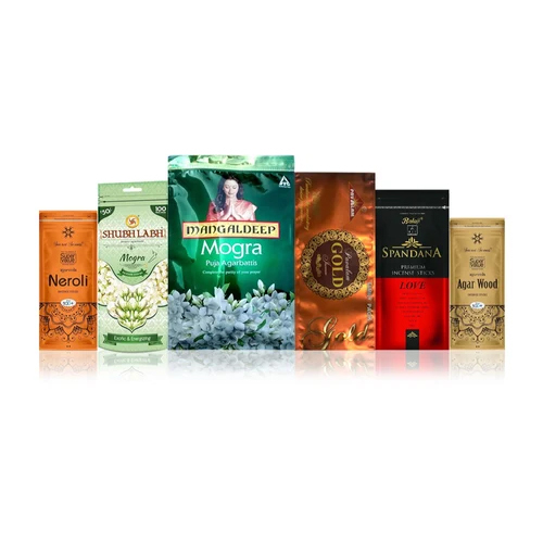 Incense Stick Packaging Pouch - PVC Material, Various Sizes Available, Polished Surface, Embossed Handling, Multiple Colors Available