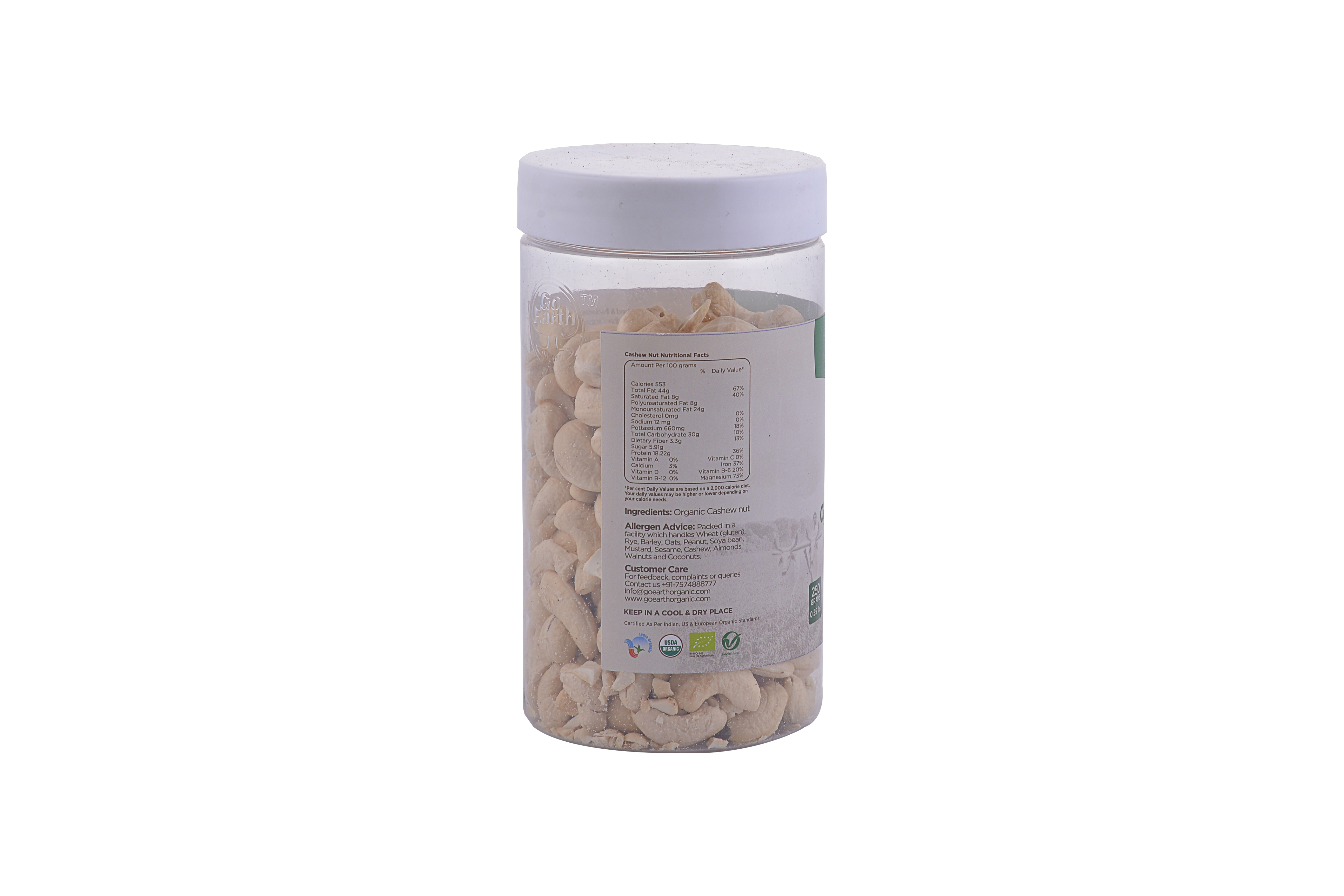 Organic Cashew - W240 Grade Premium Quality, Whole And Delicious Kaju Nuts