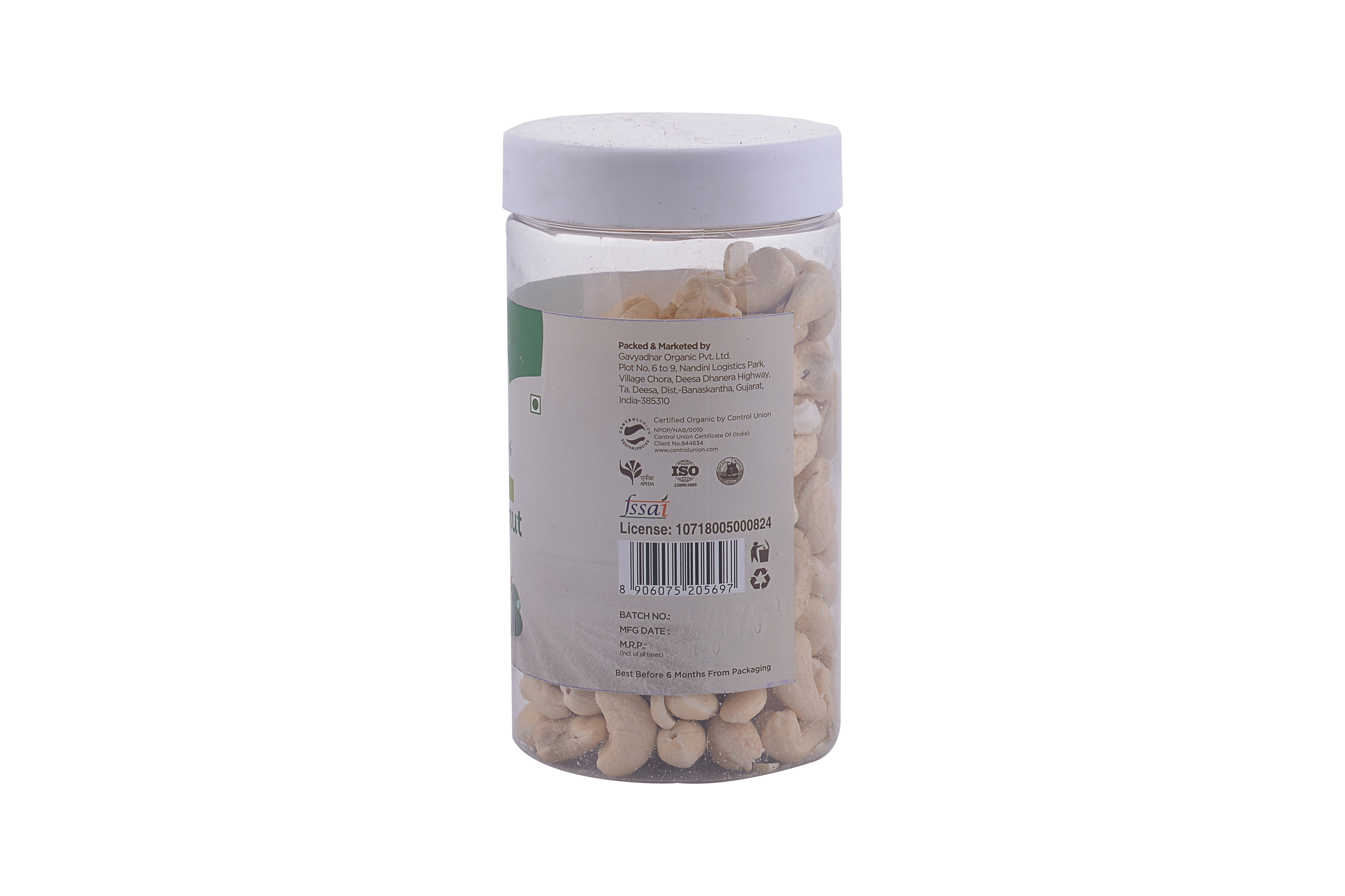 Organic Cashew - W240 Grade Premium Quality, Whole And Delicious Kaju Nuts