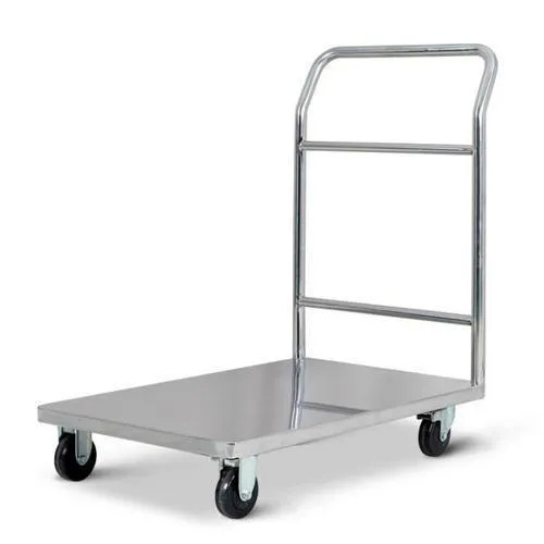 Stainless Steel Platform Trolley - Durable Design for Hospital Use | Easy Maneuverability, Hygienic and Aesthetic, Ideal for Medical Equipment Transport