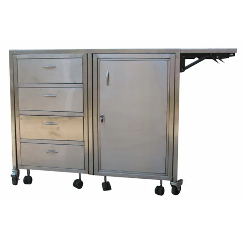 Stainless Steel Cabinet Trolley - 3 to 4 Feet High | Durable, Mobile Design for Hospital Use