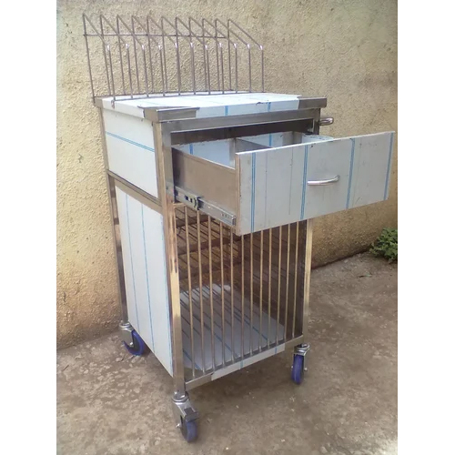 Ward Trolley - Durable Steel, 2.5-3 Feet Height | Ideal for Medical Supply Transport in Hospitals