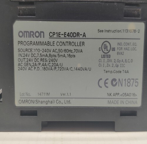 Omron Cp1e-e40dr-a Programmable Controller