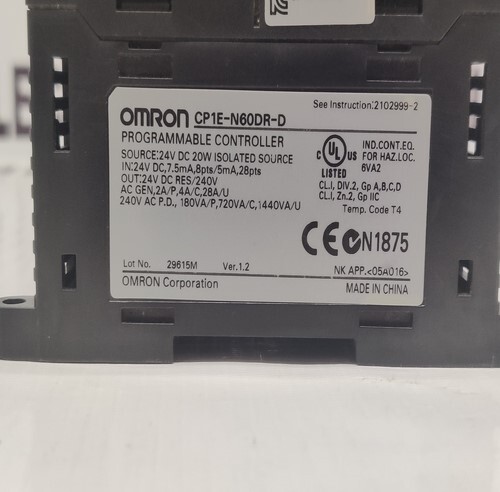 Omron Cp1e-n60dr-d Programmable Controller