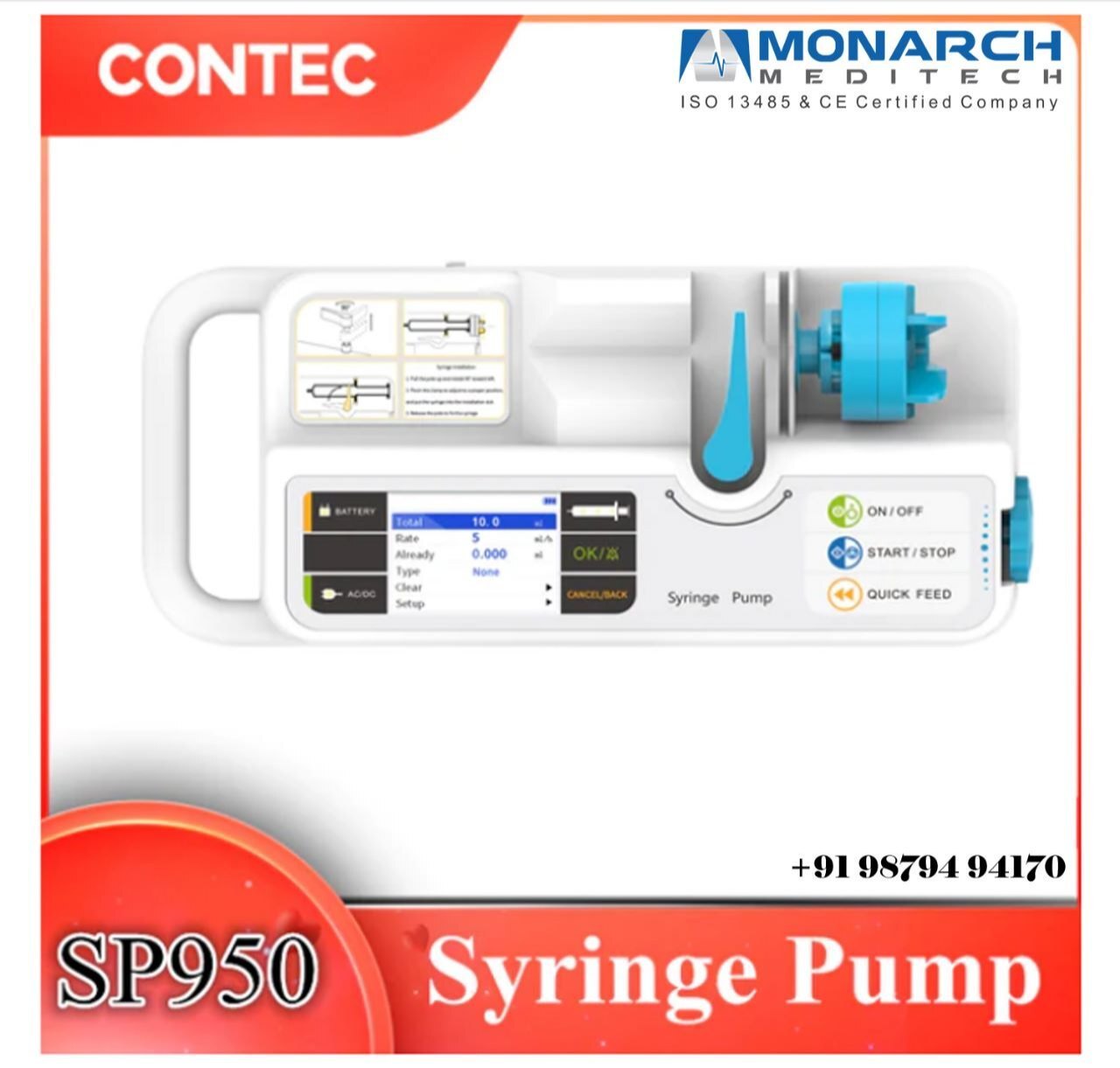 Infusion Pump - 280mm X 210mm X 130mm, White Polypropylene With Purge & Bolus Functions, Precision Delivery Up To 1500ml/h