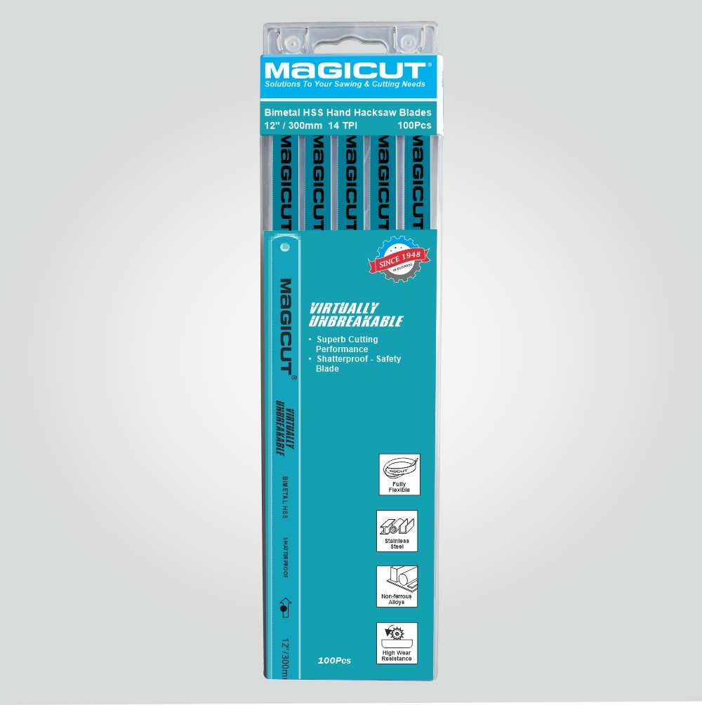 Magicut Bimetal High Speed Steel Hacksaw Blade - 300x12.5x0.63mm Size Turkish Blue Color | Exceptional Wear Resistance Unbreakable Bimetal Design