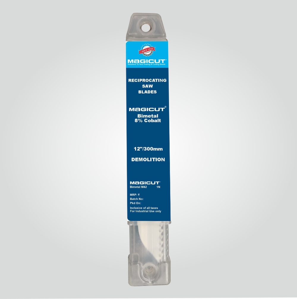 Magicut Reciprocating Saw Blades - Bimetal M42 & 8% Cobalt, 300mm Length X 19-25mm Height, White, 3/4"-1" Width, Versatile For Wood & Metal Cutting, Higher Productivity & Longer Life