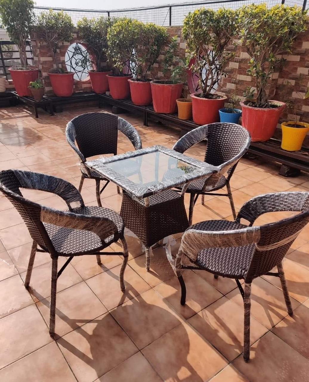 Garden Swing Chair - Poly Nylon & Heavy Iron Frame, Brown Faux Rattan, Weather-resistant, Luxury Comfort, Indoor & Outdoor Use, Easy Care