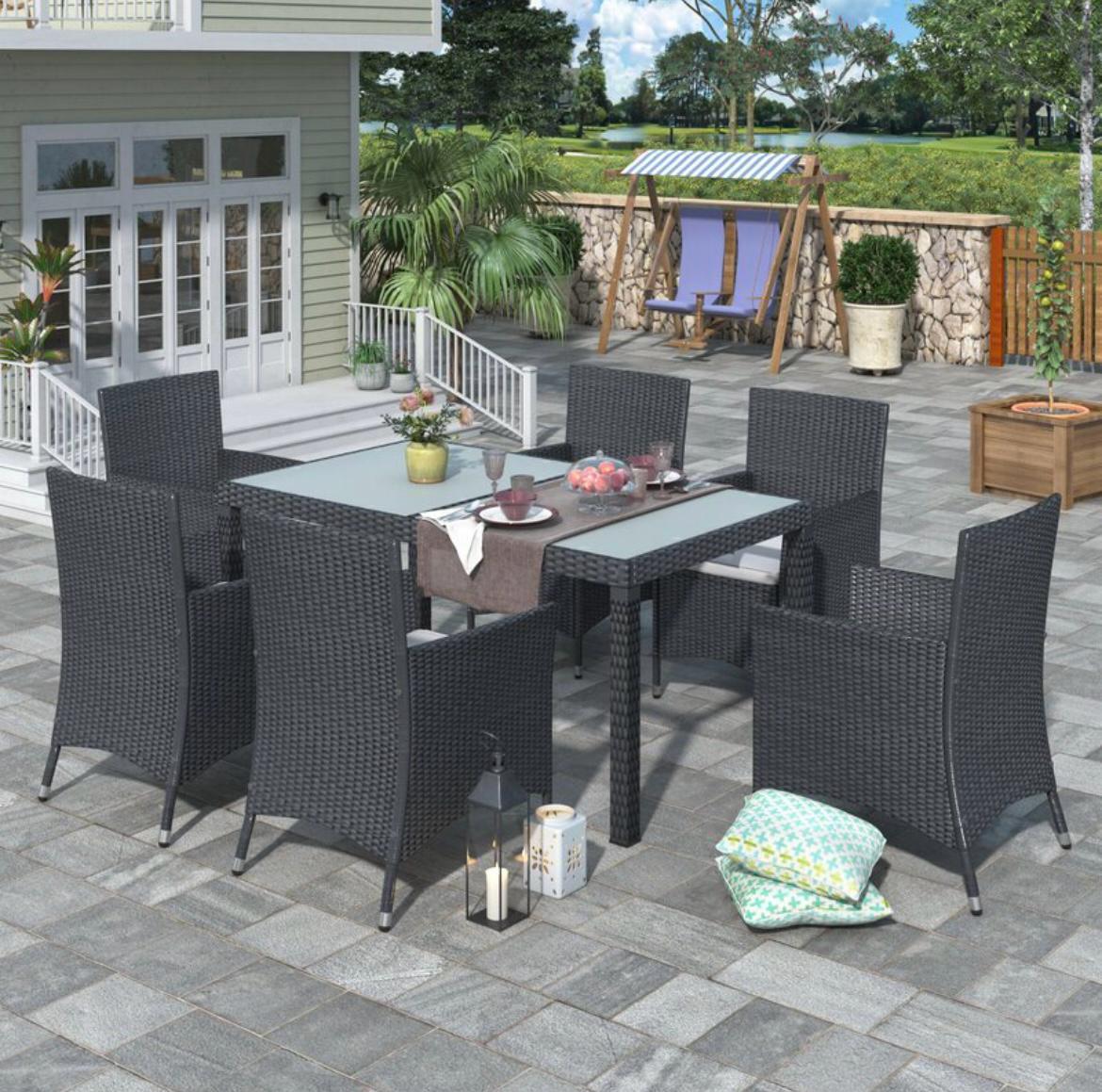 Rattan & Wicker Dining Set No Assembly Required