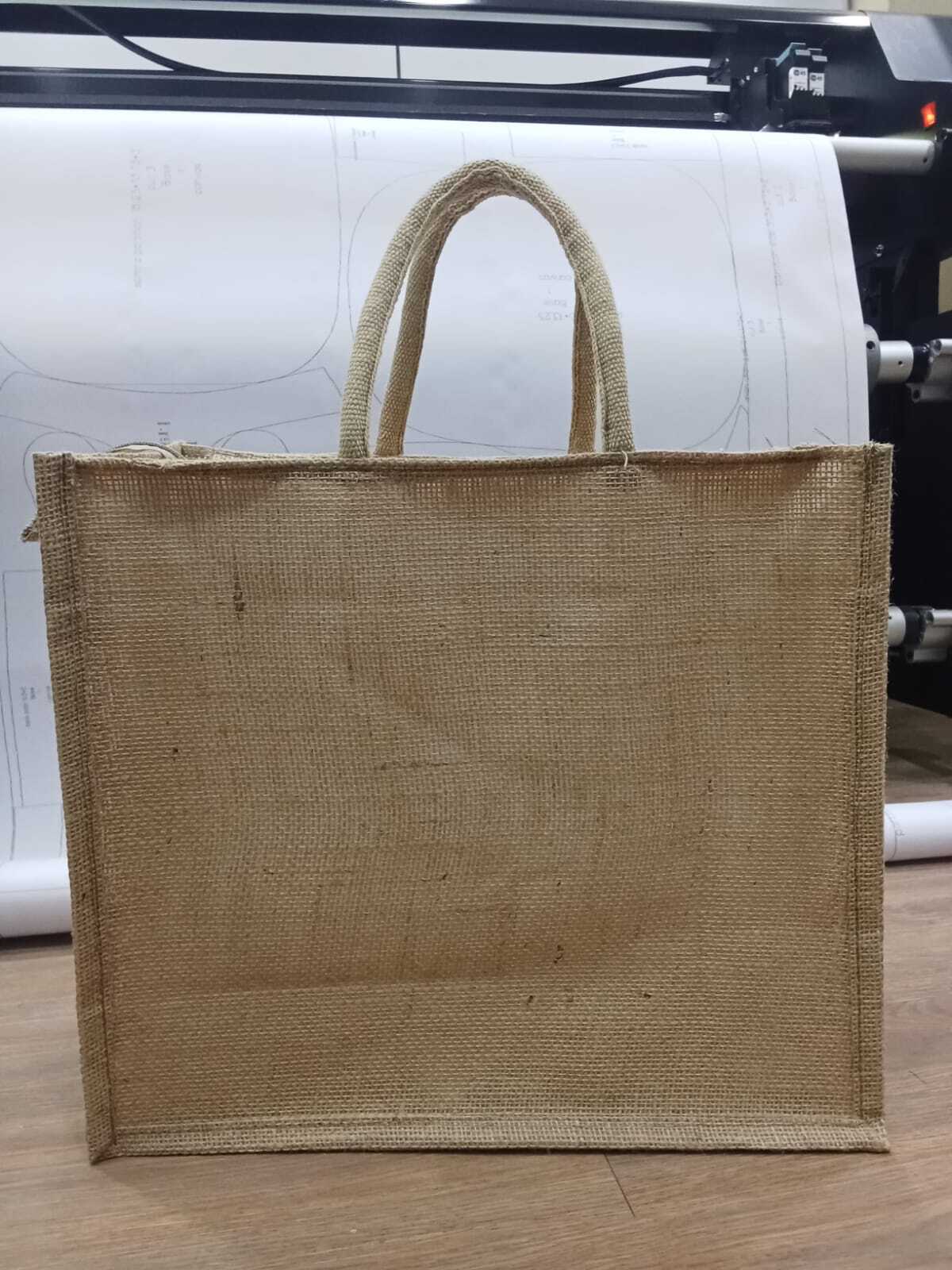 Jute Bag 6 - Natural Jute 12x14x4 Inches | Eco-friendly Customized Sizing & Design Cotton Padded Handles Versatile For Shopping & Gifting