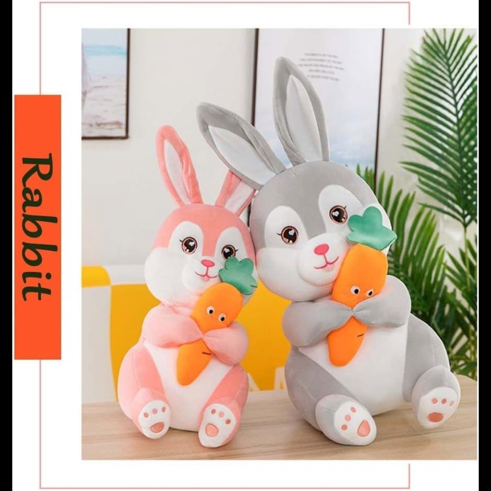 Premium International Carrot Bunny Soft Toy - 100% Quality Spandex Fabric | Cute, Creative Toy With Soft Carrot In Hand