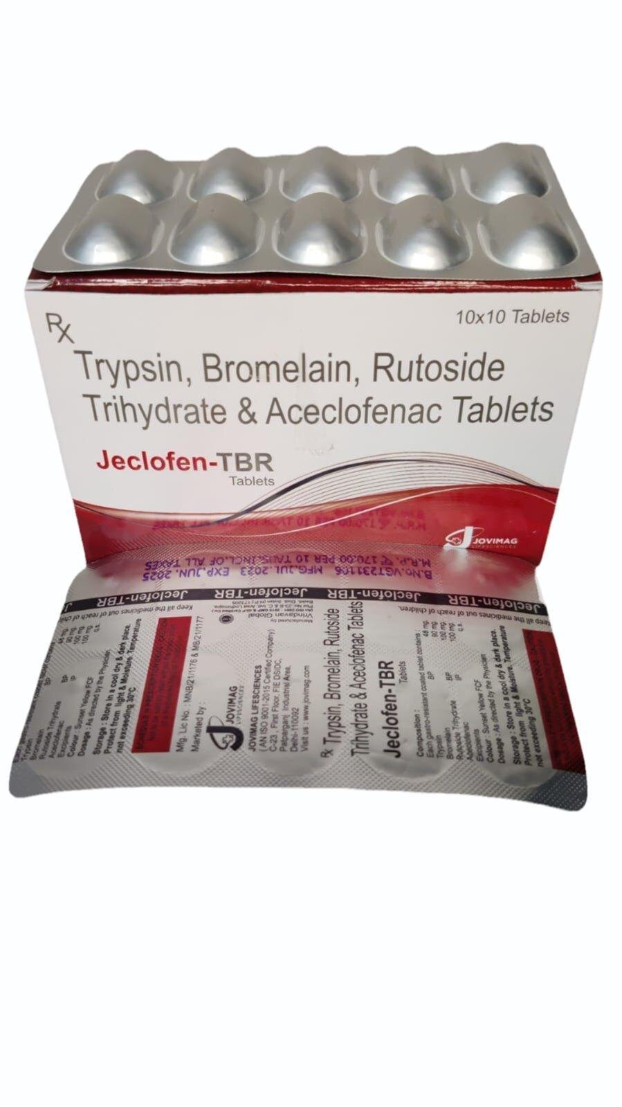 Jeclofen-tbr:- - Trypsin Bromelain Rutoside Trihydrate & Aceclofenac Tablets